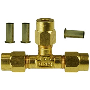 TJ 6/4 CuZn-Set - Unión en T para tubo de teflón (incluye TJ 6/4CuZn, SS4 CuZn)