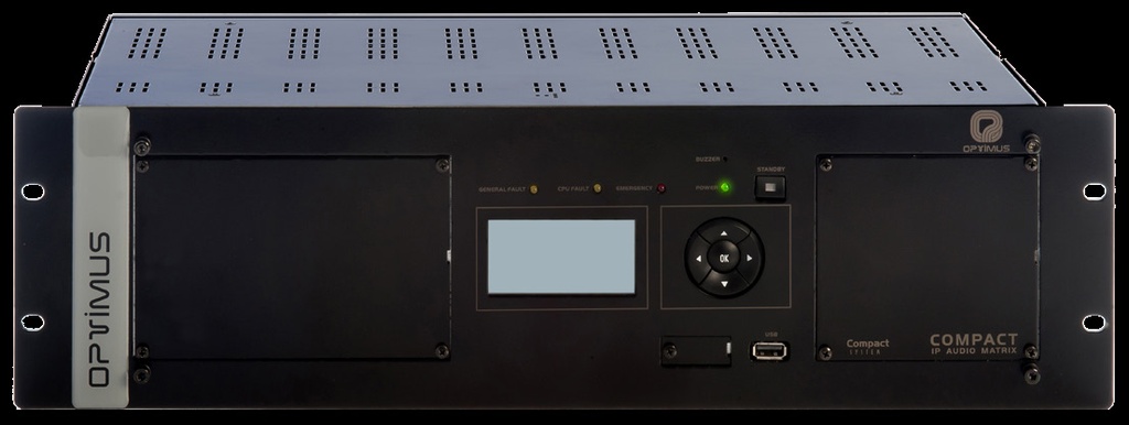 COMPACT · Matriz de audio (unidad principal) sin tarjetas, con conexión IP
