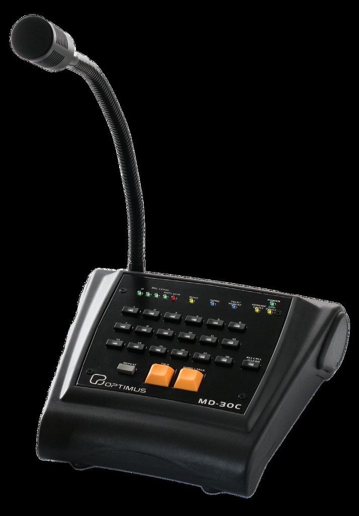 MD-30C · Pupitre microfónico de 18 zonas, conexión bus