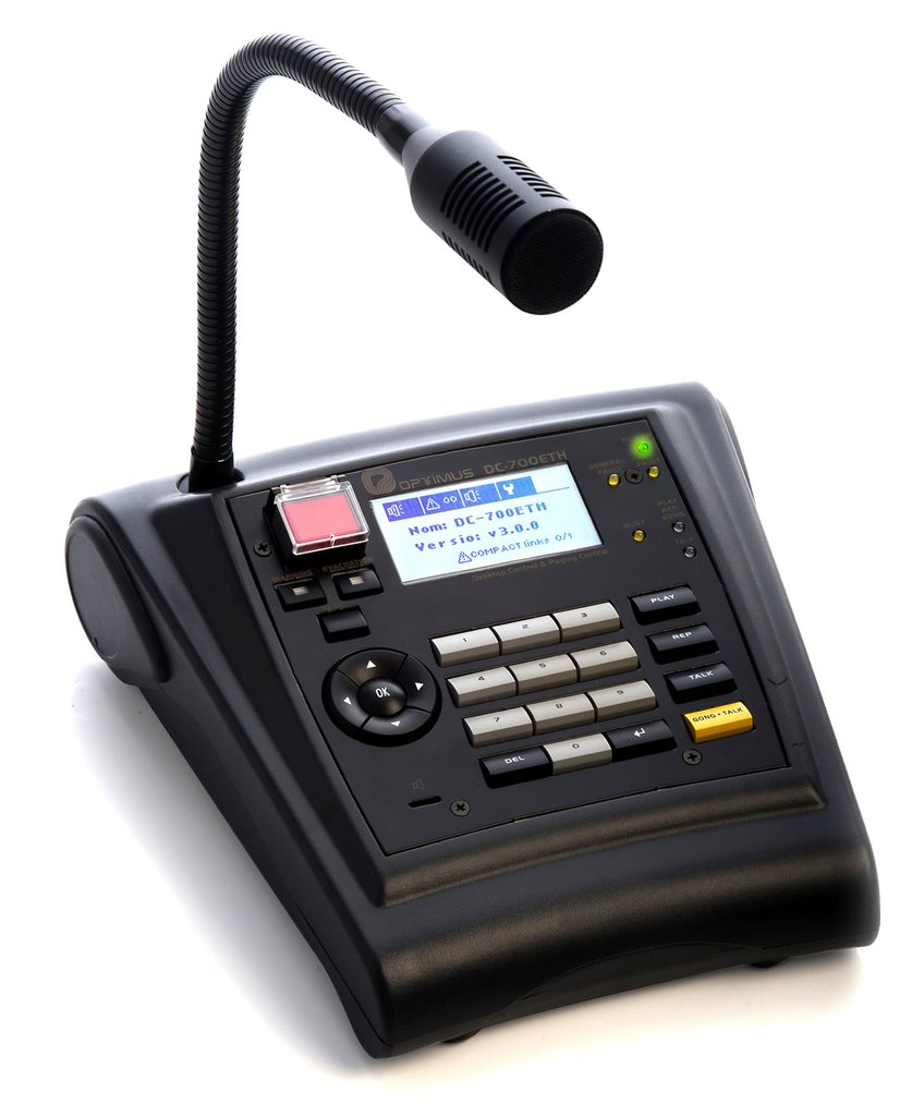 DC-700ETH · Consola (pupitre microfónico) de control remoto . Pupitre para bomberos. Conexión IP