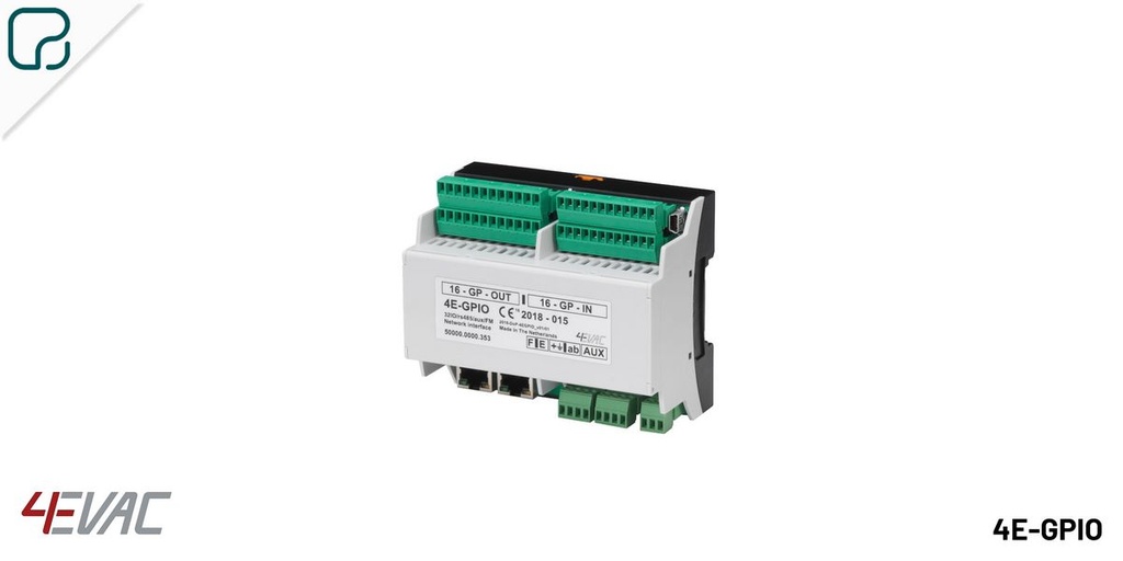 4E-GPIO · Módulo de control con 16 entradas y 16 salidas