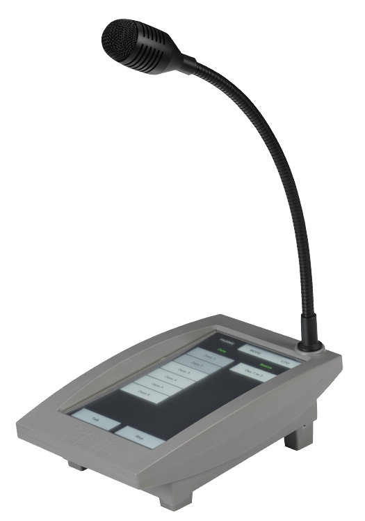 4E-CMT · Consola (pupitre microfónico) de control remoto. Pantalla táctil