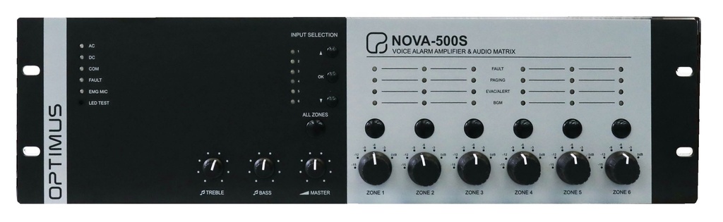 NOVA-500S · Amplificador secundario de 500 W RMS y control de 6 zonas de altavoces