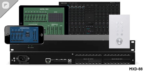 [MXD-88] MXD-88 · Matriz de audio multicanal con 8 entradas y 8 salidas, DSP y control vía app