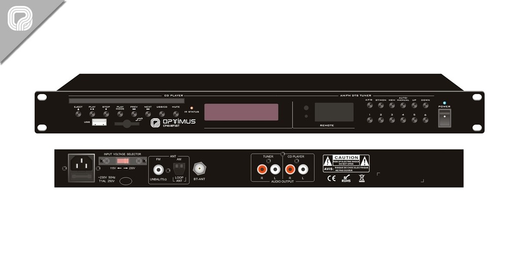 CP40-MP3BT · Fuente de música con sintonizador, CD/MP3, Bluetooth y entrada USB (1u)