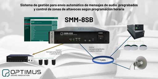[SMM-8SB] SMM-8SB · Gestor de mensajes pregrabados. Control horario y de zonas. Ethernet (IP multicast)