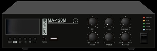 [MA-120M] MA-120M · Amplificador 120 W RMS (100 V). Fuente MP3/USB/SD. Bluetooth. Mensaje pregrabado