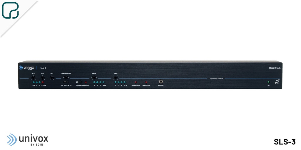 SLS-3 · Amplificador de lazo inductivo para recintos de tamaño mediano. Doble bucle