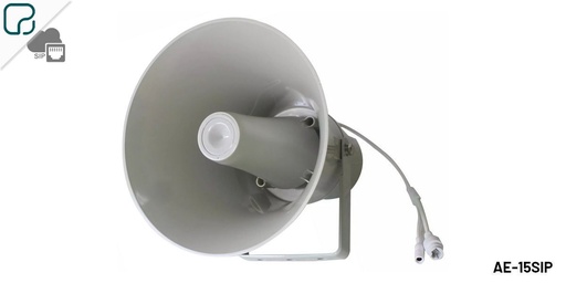 [AE-15SIP] AE-15SIP · Altavoz exponencial 15 W con conexión IP/SIP. Alimentación PoE