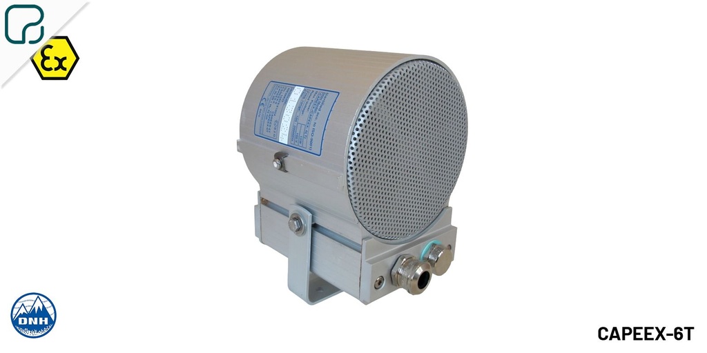 CAPEEX-6T · Proyector acústico bidireccional 6W, 100 V, para zonas ATEX. IP67