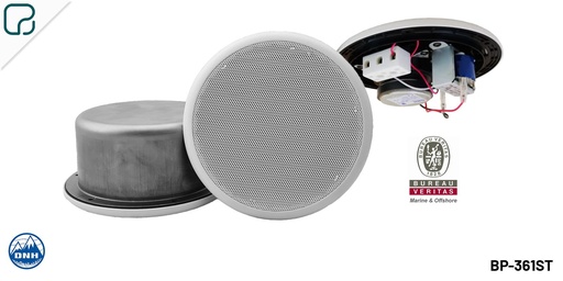 [BP-361ST] BP-361ST · Altavoz de techo para empotrar, 6 W, 100 V. Con cúpula. IP44. Adecuado barcos (BV Off-shore)