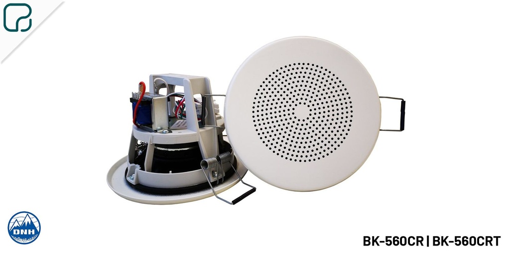 BK-560CRT · Altavoz de techo para empotrar, 5” 6 W 100V, para salas blancas