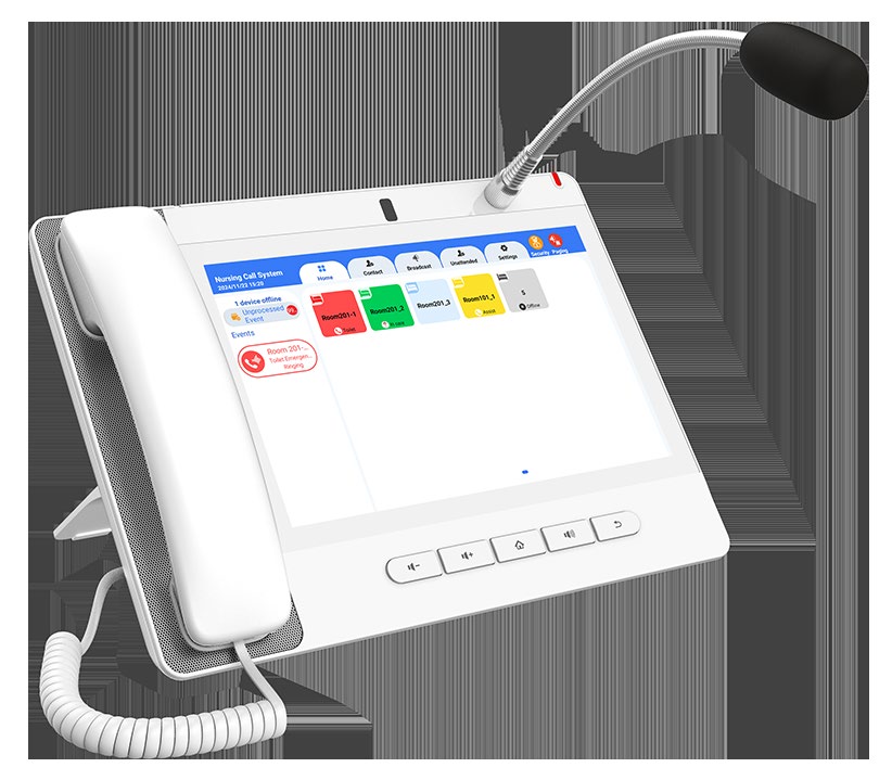 A320i-W · Puesto de control de enfermera con pantalla táctil LCD de 10,1”. Comunicació IP