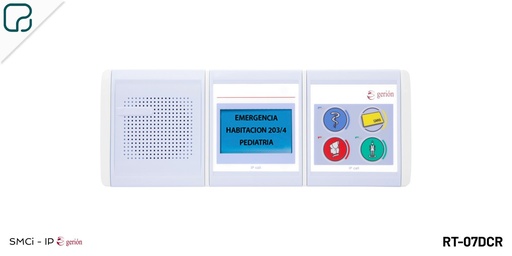 [RT-07DCR] RT-07DCR · Terminal de habitación con llamada, pantalla, RFID y audio