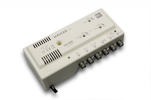 [9040141] CA-360 · Amplificador de cabecera 3 entradas, 2 salidas, UHF-UHF-VHF/FM, rechazo LTE700, 2x110 dBµV