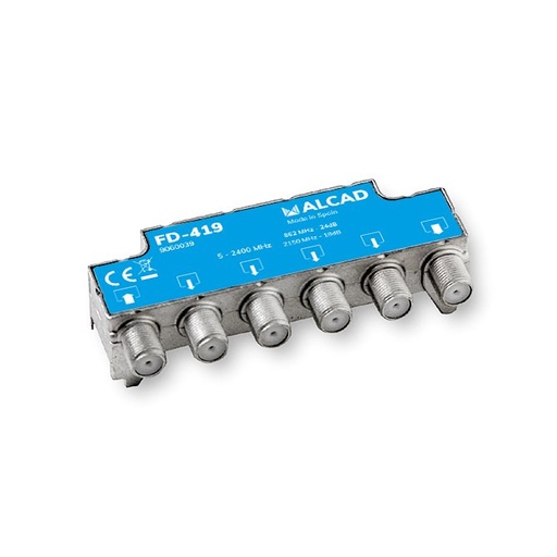 [9060039] FD-419 · Derivador 4 salidas, de 24 dB (862 MHz), 5 a 2400 MHz, compensado, blindado, con conector F