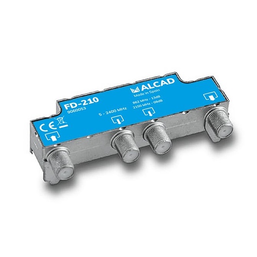 [9060053] FD-210 · Derivador 2 salidas, de 13 dB (862 MHz), 5 a 2400 MHz, compensado, blindado, con conector F