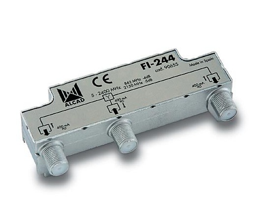 [9060055] FI-244 · Distribuidor 2 salidas, de 4,5 dB (862 MHz), 5 a 2400 MHz, con P.C., blindado, con conector F