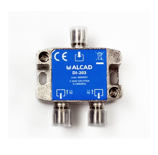 [9060097] DI-203 · Distribuidor 2 salidas, de 5 dB (862 MHz), 5 a 2400 MHz, con P.C., blindado, con conector F