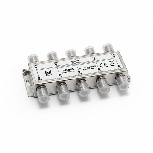 [9060103] DE-805 · Derivador 8 salidas de 20 dB a 862 MHz, banda 5 a 2400 MHz, blindado, con conector F