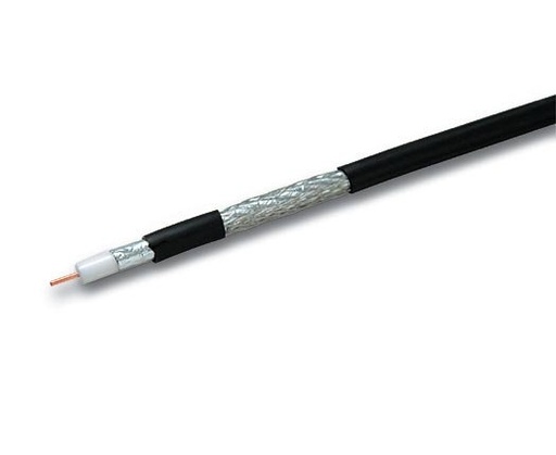 [9100056] CE-743 · Cable coaxial ø 7 mm, 75 Ohm, 16 dB/100 m a 800 MHz, 30 dB/100 m a 2150 MHz, Cu/Al/Al, PE negro, bobina 100 m