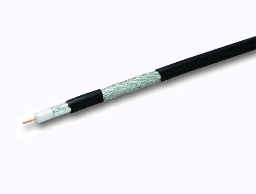 CL-201 · Cable coaxial ø 10,1 mm, 75 Ohm , 11 dB/100 m a 800 MHz, 20 dB/100 m a 2150 MHz, Cu/Al/Al, PE negro