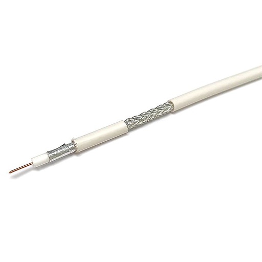 [9100058] CE-754 · Cable coaxial ø 6,7 mm, 75 Ohm, 17 dB/100 m a 800 MHz, 32 dB/100 m a 2150 MHz, CCS/Al/Al, PVC blanco, bobina 100 m