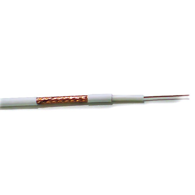 CE-764 · Cable coaxial ø 7 mm CPR Dca, 75 Ohm, 16 dB/100 m a 800 MHz, 27 dB/100 m a 2150 MHz, Cu/CC/CCA, PO LH blanco, bobina 250
