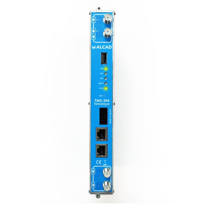 TMS-204 · Transmodulador Himalaya, 2 entradas RF, 4xDVB- S/S2/S2X a 2xDVB-T/C, compatible con multistream, salida toda banda VHF-U
