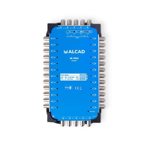 [9130327] ML-0524 · Multiconmutador cascadable 5x24, 4 polaridades y TV con 24 salidas, banda terrestre activa