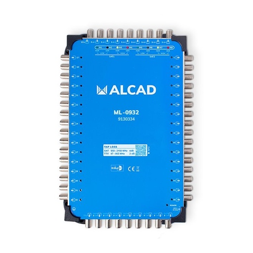 [9130334] ML-0932 · Multiconmutador cascadable 9x32, 8 polaridades y TV con 32 salidas, DiSEqC 2.0, banda terrestre activa