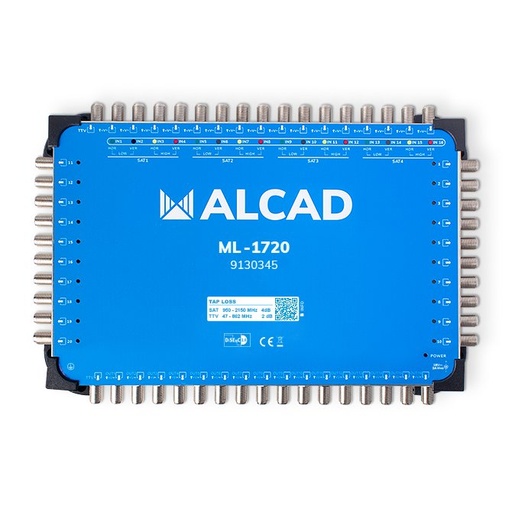 [9130345] ML-1720 · Multiconmutador cascadable 17x20, 16 polaridades y TV con 20 salidas, DiSEqC 2.0, banda terrestre activa