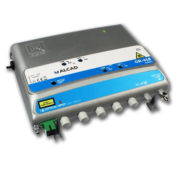 OR-418 · Receptor óptico TV-SAT (40-2150 MHz) 1100 a1600 nm para fibra óptica monomodo