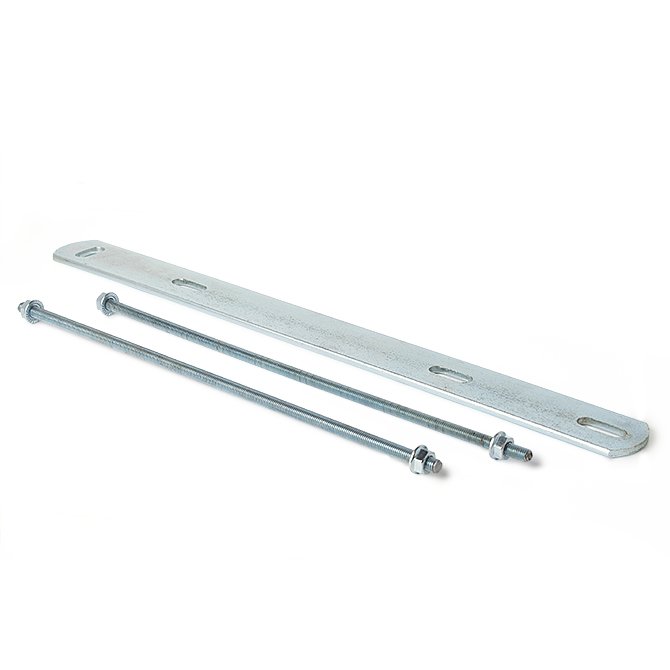 KCP-001 · Kit-Placa para soporte en M o y, incluye varillas roscadas de 350 mm de lontigud y sus tuercas