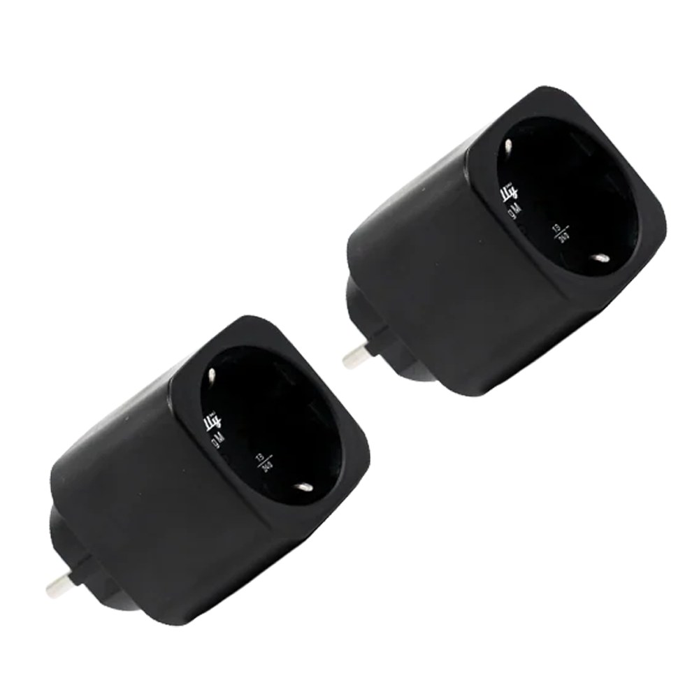 Shelly Plug M Gen3 (Negro) 2 Pcs - Monitoreo preciso del consumo eléctrico - Protección contra sobretensión / Schuko (F/E) - WiFi 2.4GHz / Bluetooth / Matter / Range Ext - Soporta AC 230V / 3000W / 13A - Compatible con Apple Homekit / Alexa y Google