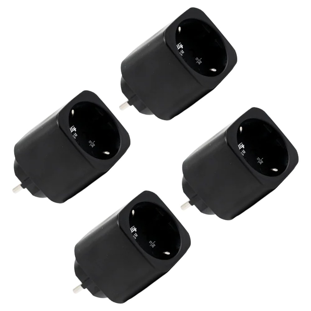 Shelly Plug M Gen3 (Negro) 4 Pcs - Monitoreo preciso del consumo eléctrico - Protección contra sobretensión / Schuko (F/E) - WiFi 2.4GHz / Bluetooth / Matter / Range Ext - Soporta AC 230V / 3000W / 13A - Compatible con Apple Homekit / Alexa y Google