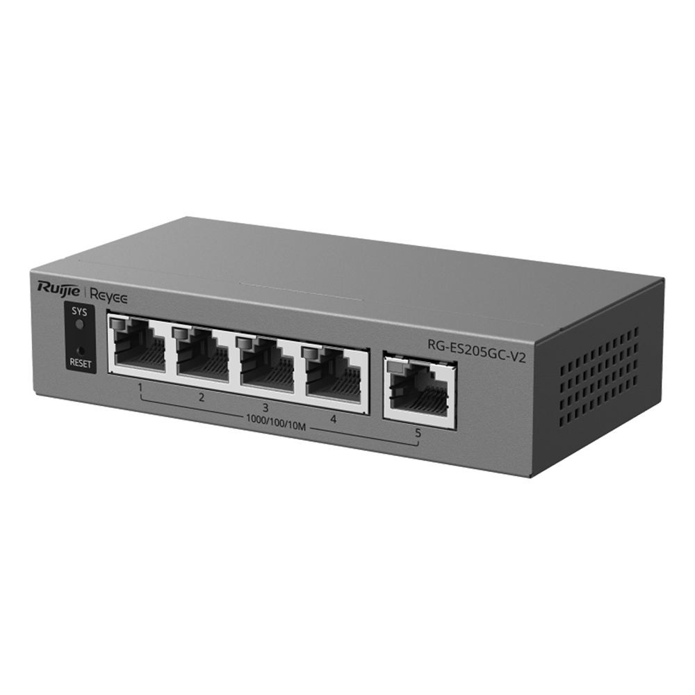 RG-ES205GC-V2 - Switch Cloud gestionable L2 - 5 puertos Gigabit — gestión Ruijie Cloud
