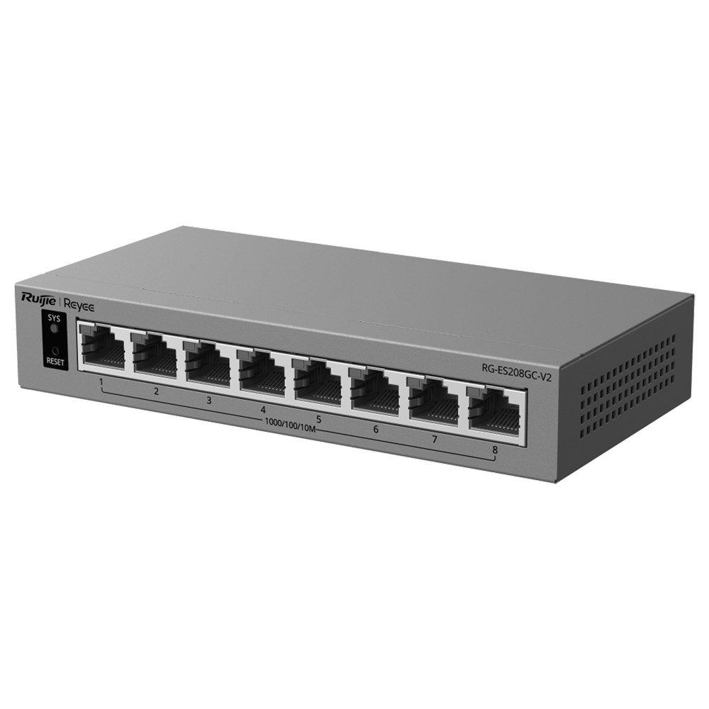 RG-ES208GC-V2 - Switch Cloud gestionable L2 - 8 puertos Gigabit — gestión Ruijie Cloud