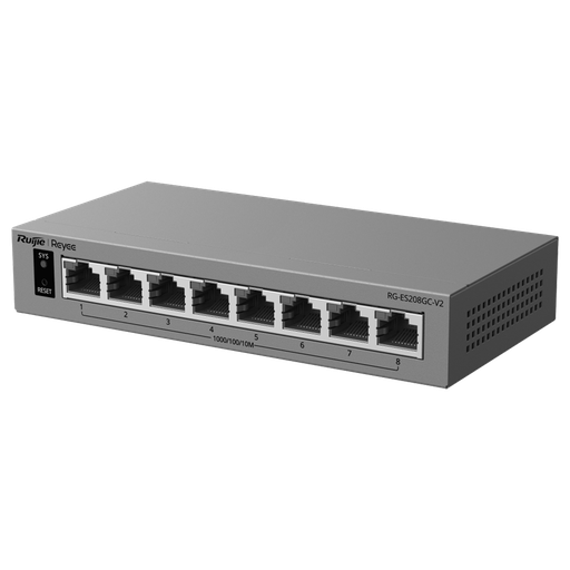 [RG-ES208GC-V2] RG-ES208GC-V2 - Switch Cloud gestionable L2 - 8 puertos Gigabit — gestión Ruijie Cloud