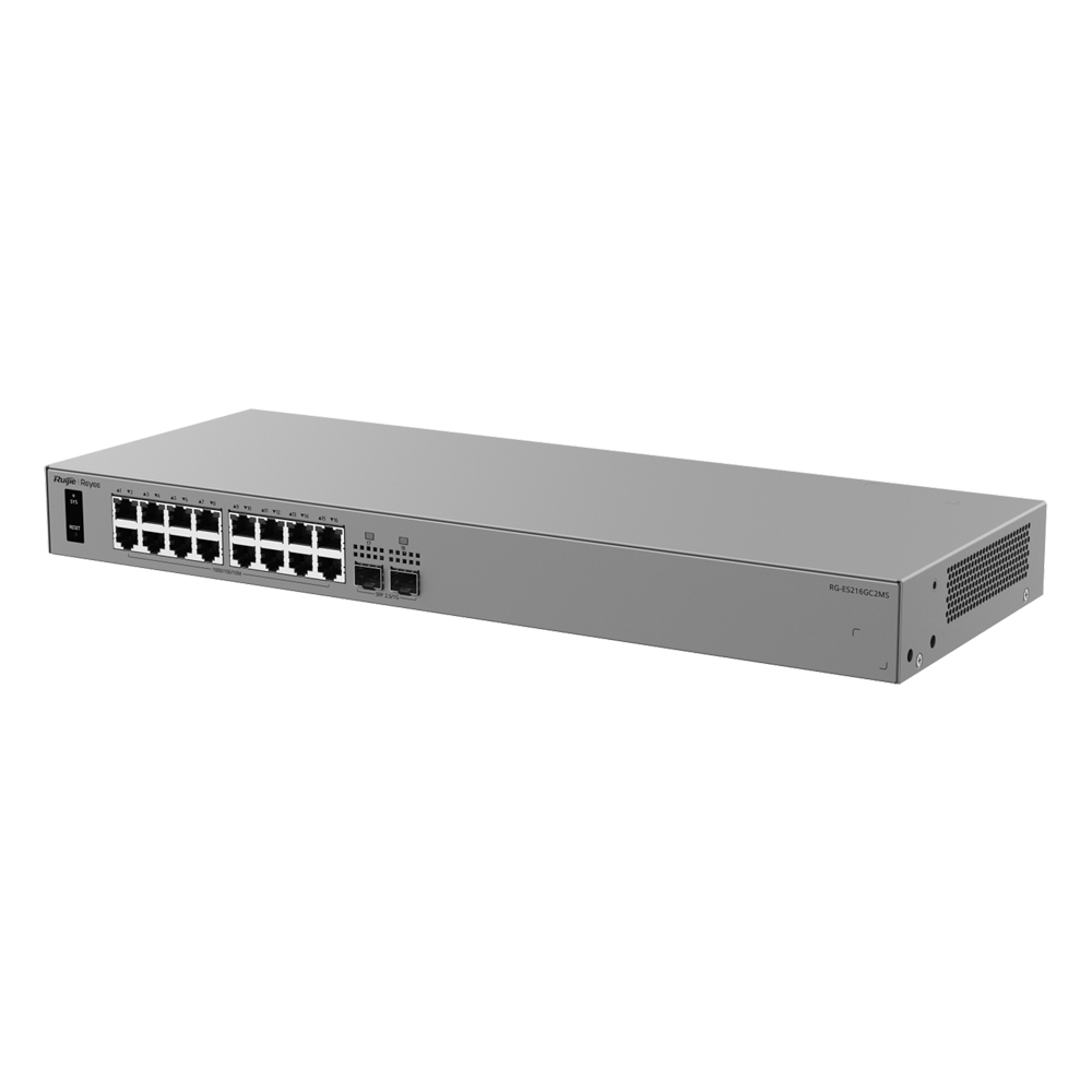 RG-ES216GC2MS - Switch Cloud gestionable L2 rack - 16 Gigabit + 2 SFP 2.5G — ERPS, sin ventiladores
