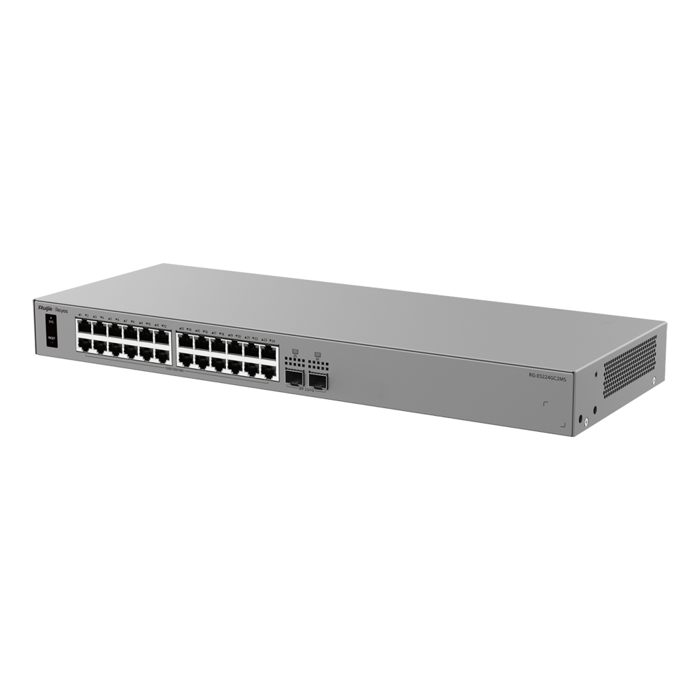 RG-ES224GC2MS - Switch Cloud gestionable L2 rack - 24 Gigabit + 2 SFP 2.5G — ERPS, sin ventiladores