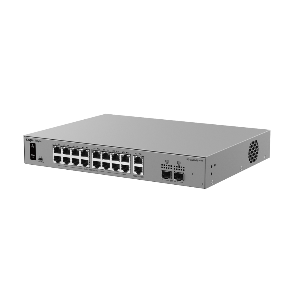 RG-ES220GS-P-V2 - Switch PoE+ Cloud gestionable L2 rack - 18 Gigabit + 2 SFP — 16 PoE+ 250 W