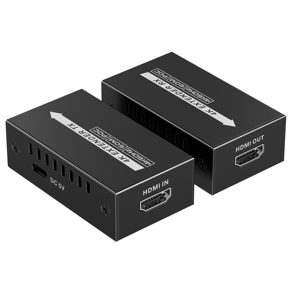 Extensor de señal HDMI - Alcance 60 m - Resolución 4K - Permite conexiones 1:1 - POC - Alimentación por cable Lenkeng-HDMI-EXT-4K60-L-V2