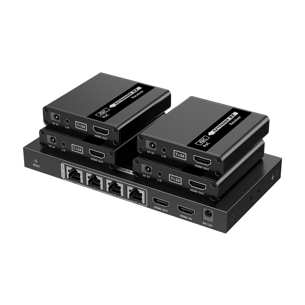 Extensor Splitter de señal HDMI - Alcance 40 m - Resolución 4K - Permite conexiones 1:4 - HDMI Loop out -… Lenkeng-HDMI-SPL-1x4-4K30-CAT6