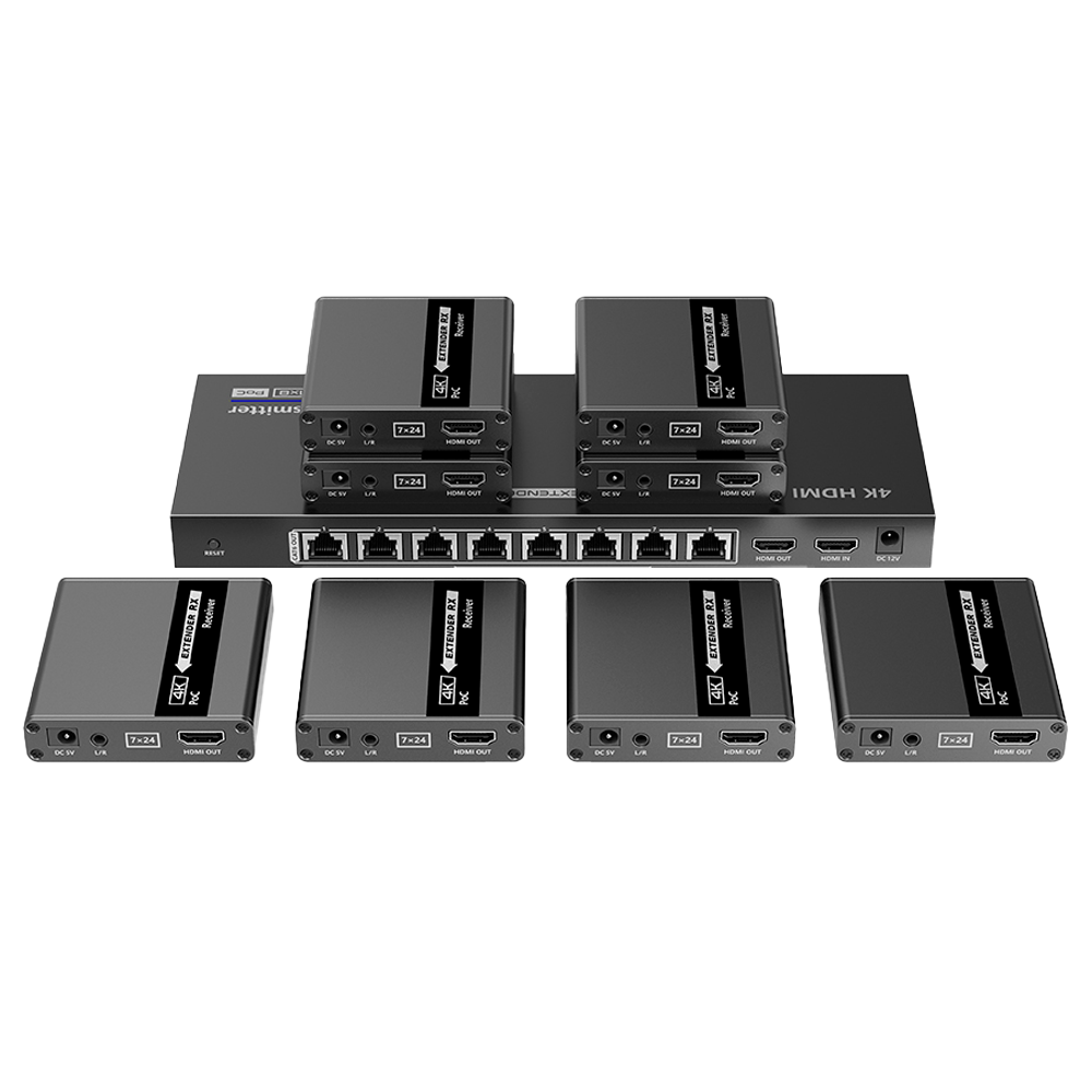 Extensor Splitter de señal HDMI - Alcance 40 m - Resolución 4K - Permite conexiones 1:8 - HDMI Loop out -… Lenkeng-HDMI-SPL-1x8-4K30-CAT6