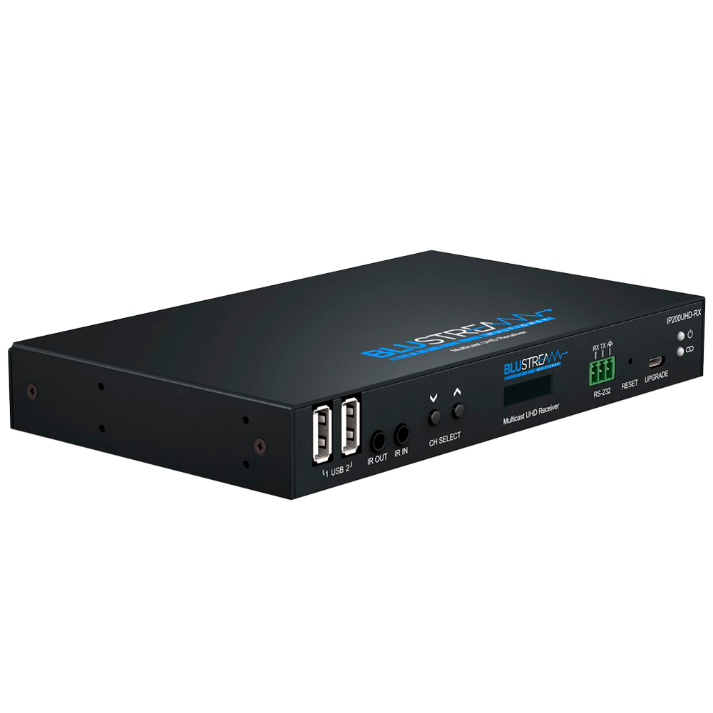 Receptor de video sobre IP - Resolución UHD - 1 entrada LAN (RJ45) - 1 salida HDMI - Función KVM Blustream-IP200UHD-RX