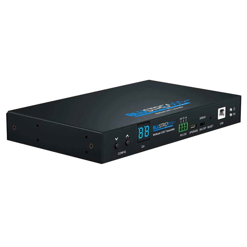 Transmisor de video sobre IP - Resolución UHD - 1 entrada HDMI - 1 salida LAN (RJ45) - Función KVM Blustream-IP200UHD-TX