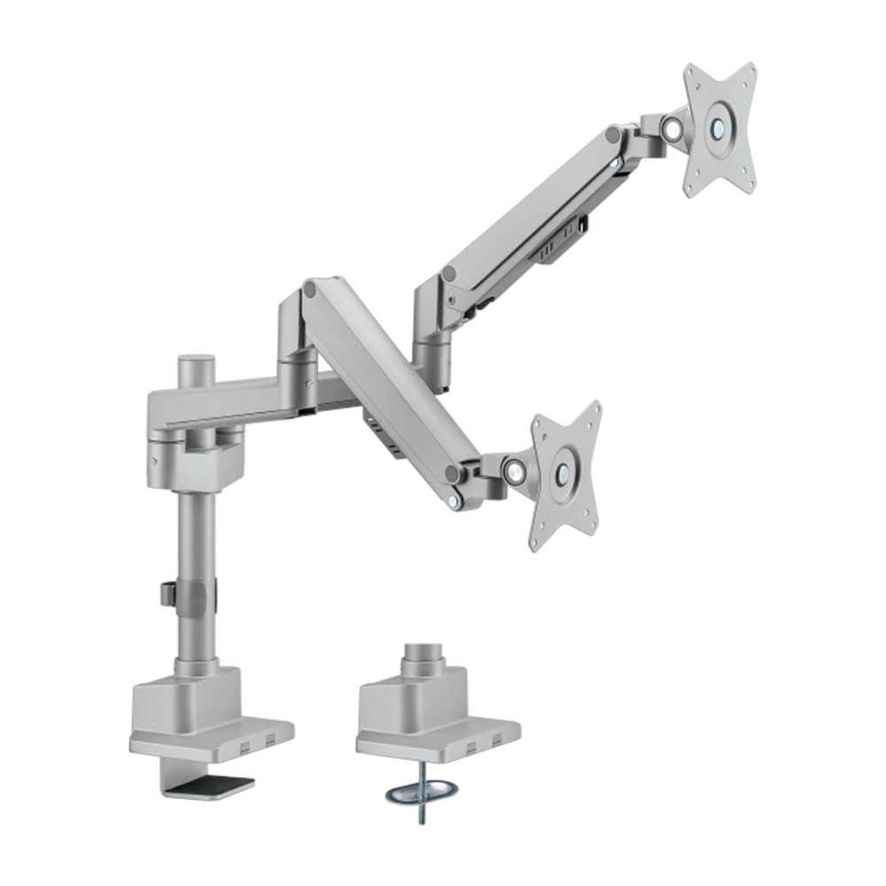 Brazo para dos monitores - Instalación en mesa - Peso soportado 9 Kg/Brazo Brateck Lumi-LDT62-C024P-GREY