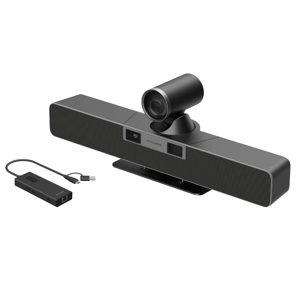 Barra de videoconferencia All in One - Zoom óptico 12x (8 MP) - Ángulo de visión 120° - 8 Micrófonos y 2… Rocware-ROC-RB20