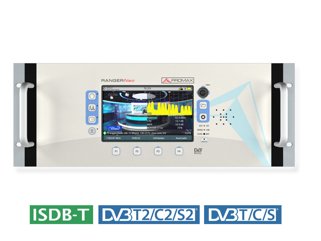RANGERNeo + Rack · Medidor de campo TV y satélite PROMAX para rack de 19"